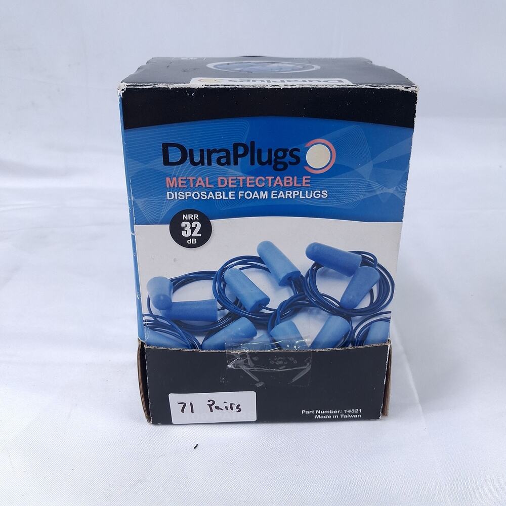 DuraPlugs 14321 Metal Detectable Corded Foam Earplugs NRR 32 dB Hearing Protect